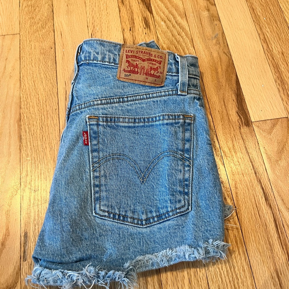 Levi's Blue Jean Shorts with Frayed Hem